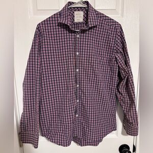 Billy Reid Men's Checkered Button Down Shirt - Red and Navy